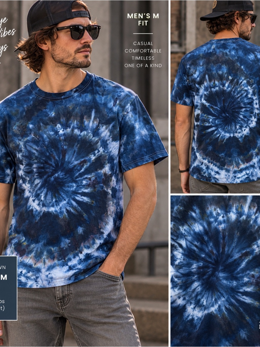 Gildan Men's Blue Tie-Dye Crew Neck Tee